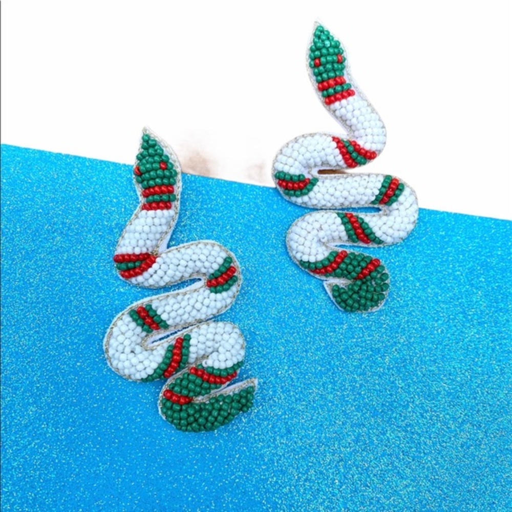 Snake seed beaded earrings